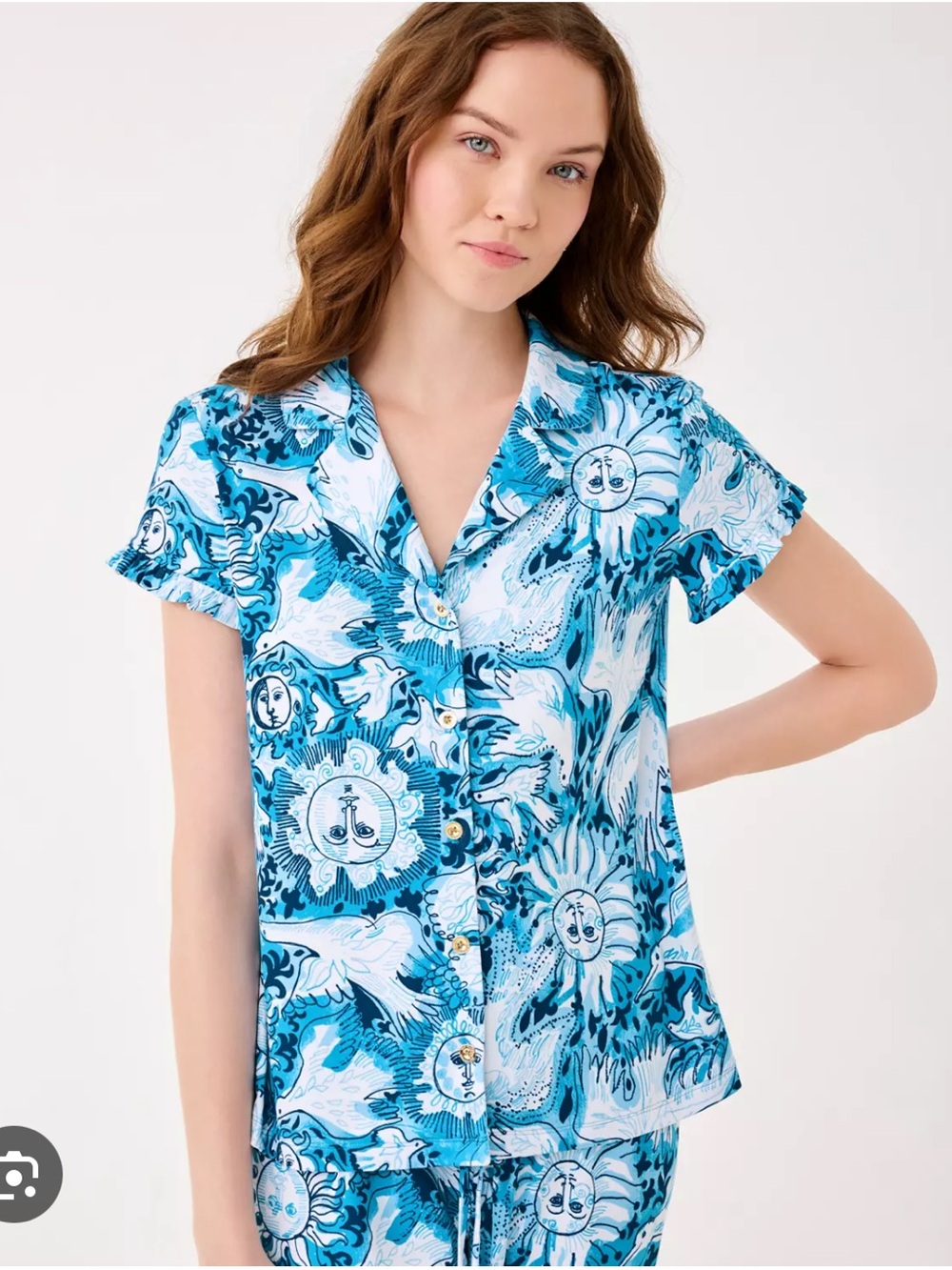 Lilly Pulitzer Blue and White Gulls Print Pajama Top